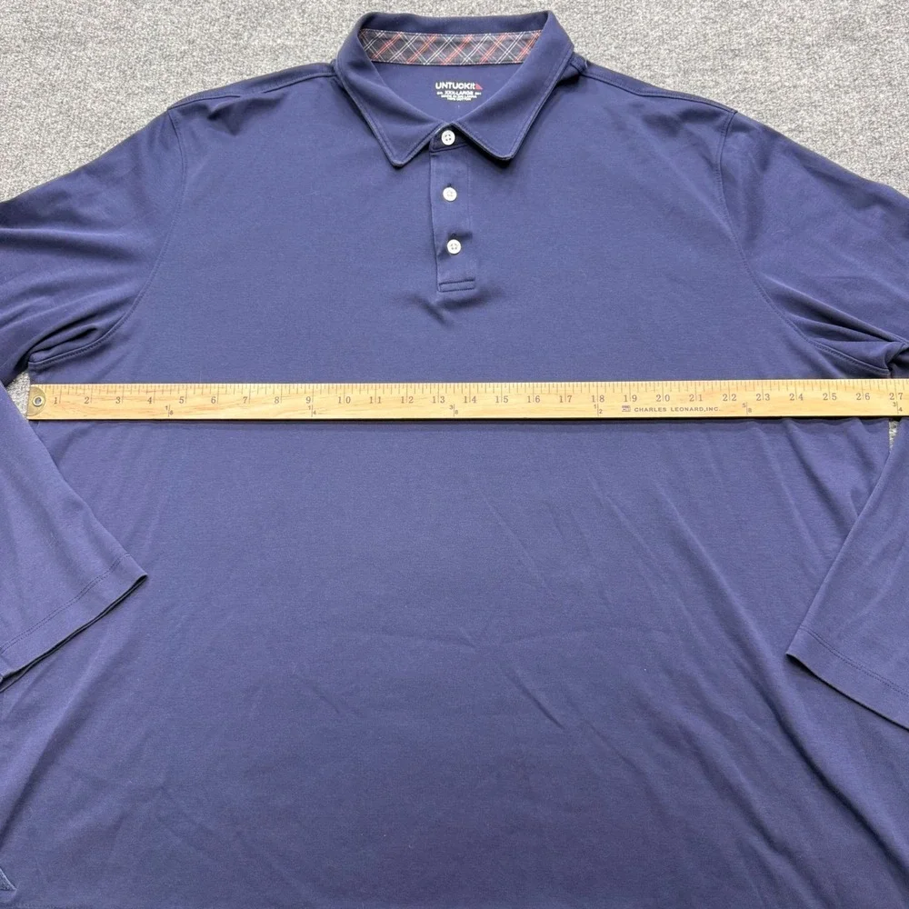 UNTUCKit Mens Damaschino Long Sleeve Polo Shirt Navy Blue 3XL XXXL 40990